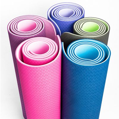 De dubbele Yoga Mat Custom Logo van Tpe van de Laag Enige Laag 6 Mm voor Yogauitoefenaars